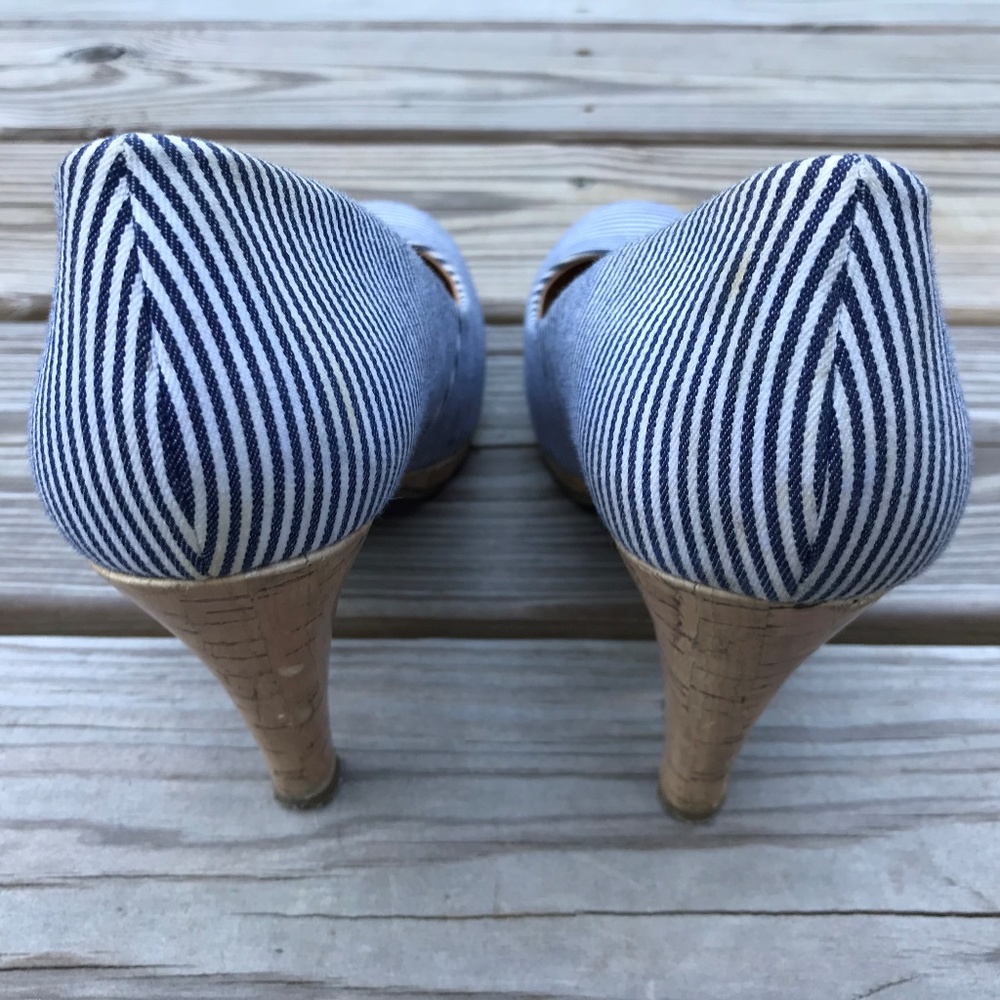 Call it Spring Women Heels Shoes Blue/White Stripe - Picture 6 of 8